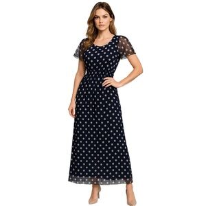 En Focus Studio polkadot pattern classic style midi dress m ruffles work sz 8